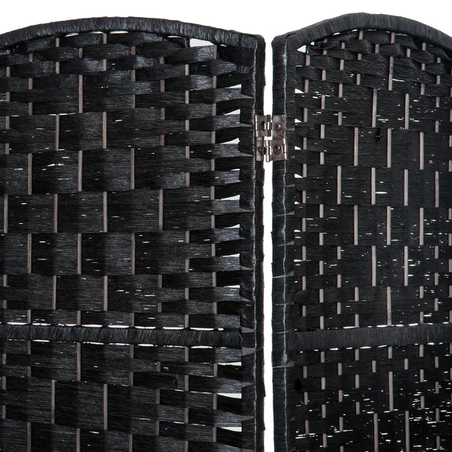 Alt view image 6 of 7 - Room Divider 6-Panel, 6FT-Tall Folding Privacy Screen, Black | Freestanding Partition, Hand-Woven Design, for Room Separation, 360° Hinges, Paper Rope Diamond Weave