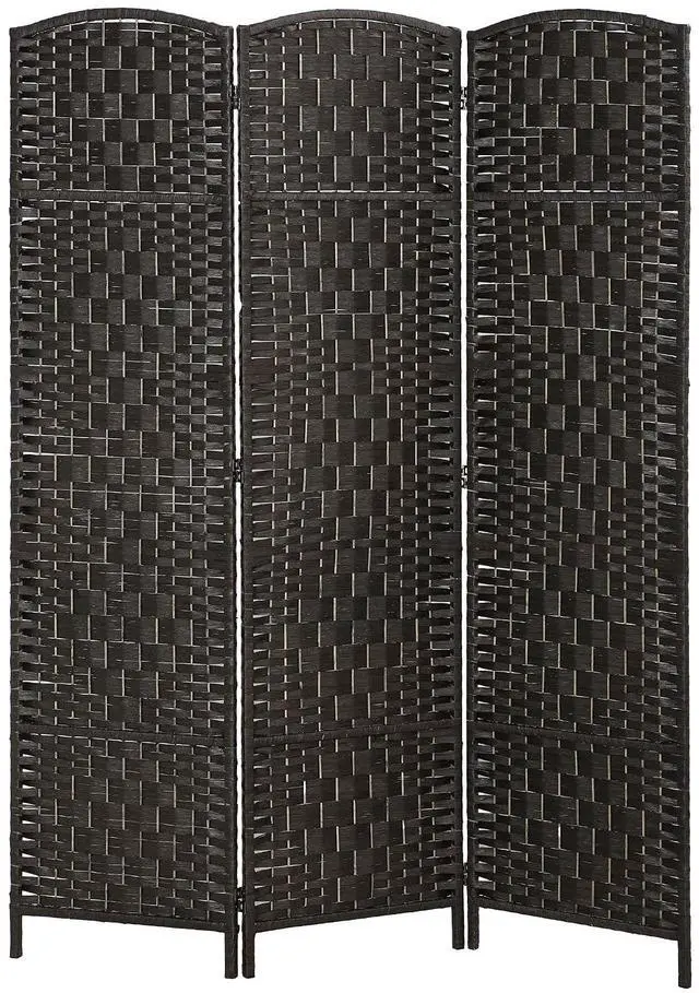 Main image of Room Divider 3-Panel, 6FT-Tall Folding Privacy Screen, Coffee | Freestanding Partition, Hand-Woven Design, for Room Separation, 360° Hinges, Paper Rope Diamond Weave