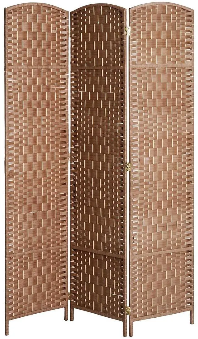 Main image of Room Divider 3-Panel, 6FT-Tall Folding Privacy Screen, Natural | Freestanding Partition, Hand-Woven Design, for Room Separation, 360° Hinges, Paper Rope Diamond Weave