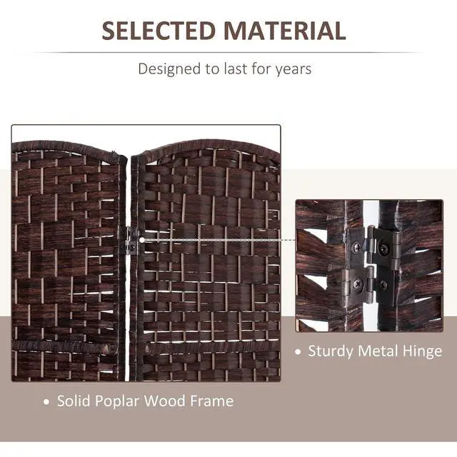 Alt view image 4 of 7 - Room Divider 3-Panel, 6FT-Tall Folding Privacy Screen, Brown | Freestanding Partition, Hand-Woven Design, for Room Separation, 360° Hinges, Paper Rope Diamond Weave