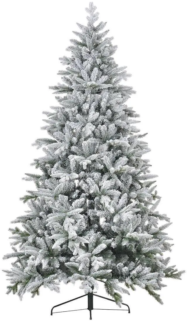 Main image of 8ft Snow Flocked Artificial Christmas Tree Hinged Xmas Tree Green | 2003 Tips, Foldable Metal Stand, Easy Assembly, for Home Office Holiday