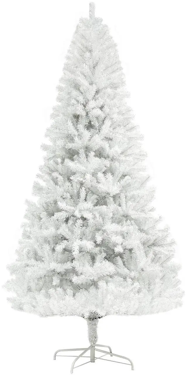 Main image of 6ft Tall Artificial Christmas Tree Unlit Auto Open White | Xmas Tree, 1000 Branch Tips, Open Steel, Holiday Decor, for Home Office