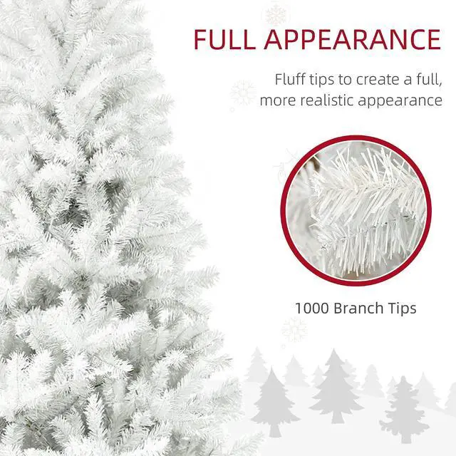 Alt view image 4 of 7 - 6ft Tall Artificial Christmas Tree Unlit Auto Open White | Xmas Tree, 1000 Branch Tips, Open Steel, Holiday Decor, for Home Office