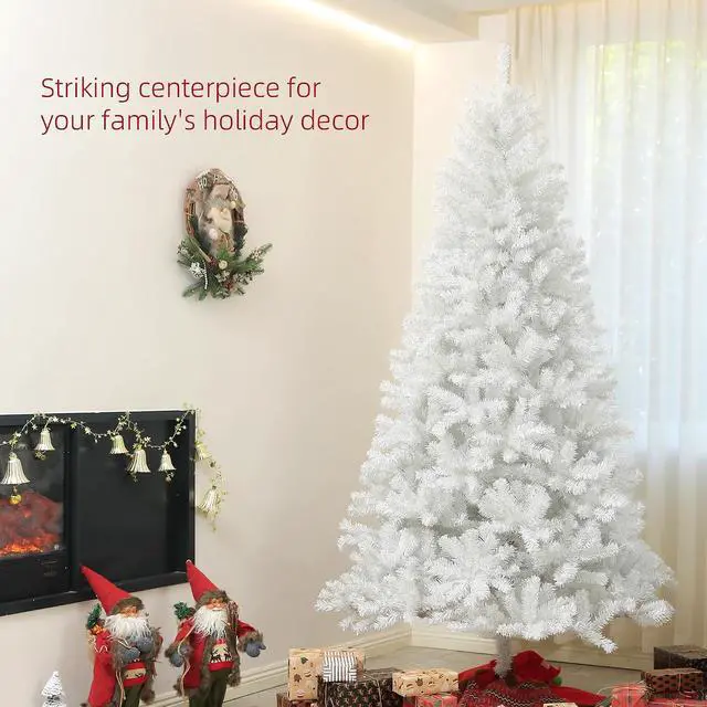 Alt view image 3 of 7 - 9ft Tall Artificial Christmas Tree Unlit Auto Open White | Xmas Tree, 2132 Branch Tips, Open Steel, Holiday Decor, for Home Office