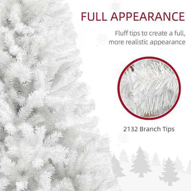 Alt view image 4 of 7 - 9ft Tall Artificial Christmas Tree Unlit Auto Open White | Xmas Tree, 2132 Branch Tips, Open Steel, Holiday Decor, for Home Office