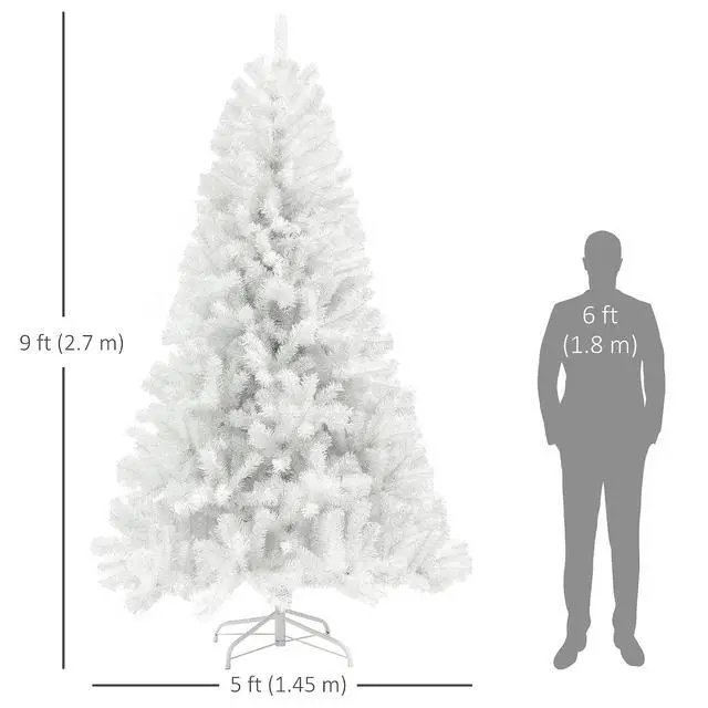 Alt view image 7 of 7 - 9ft Tall Artificial Christmas Tree Unlit Auto Open White | Xmas Tree, 2132 Branch Tips, Open Steel, Holiday Decor, for Home Office