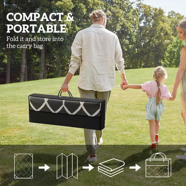 Alt view image 4 of 7 - Outdoor Rug for Patio Waterproof 9' x 18' Black & White Lantern | Large Mat, Reversible Plastic Straw Rug, Decor, Portable Outside RV Camping Area Carpet Mat, Backyard Porch Deck Picnic