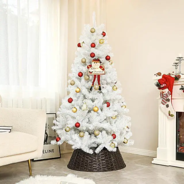 Alt view image 2 of 7 - 6ft Tall Artificial Christmas Tree Unlit Auto Open White | Xmas Tree, 1000 Branch Tips, Open Steel, Holiday Decor, for Home Office