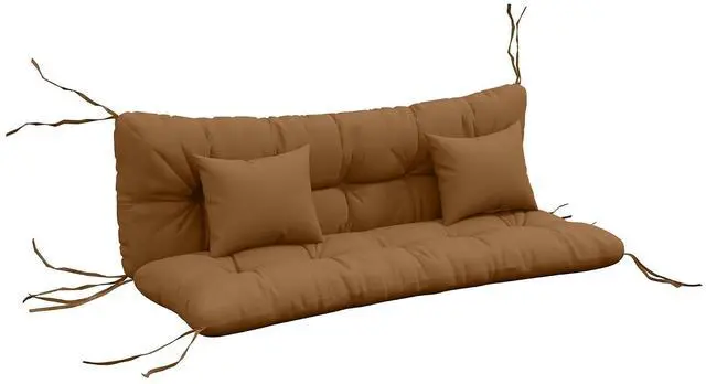 Main image of 59" Tufted Bench Cushions & Throw Pillows 4 Piece Tan | Swing Cushion Set, Indoor/Outdoor Replacement Bench Seat Pad,with Back & 2 Pillows, for Outdoor Furniture, WITHOUT SWING