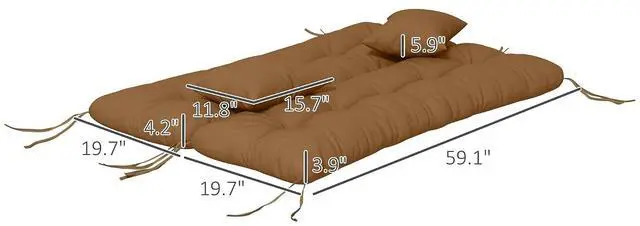 Alt view image 7 of 7 - 59" Tufted Bench Cushions & Throw Pillows 4 Piece Tan | Swing Cushion Set, Indoor/Outdoor Replacement Bench Seat Pad,with Back & 2 Pillows, for Outdoor Furniture, WITHOUT SWING