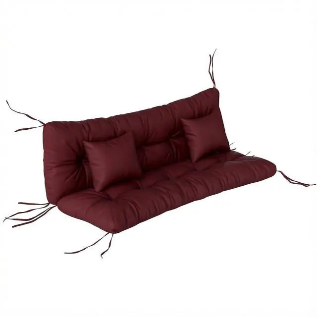 Main image of 59" Tufted Bench Cushions & Throw Pillows 4 Piece Wine Red | Swing Cushion Set, Indoor/Outdoor Replacement Bench Seat Pad,with Back & 2 Pillows, for Outdoor Furniture, WITHOUT SWING