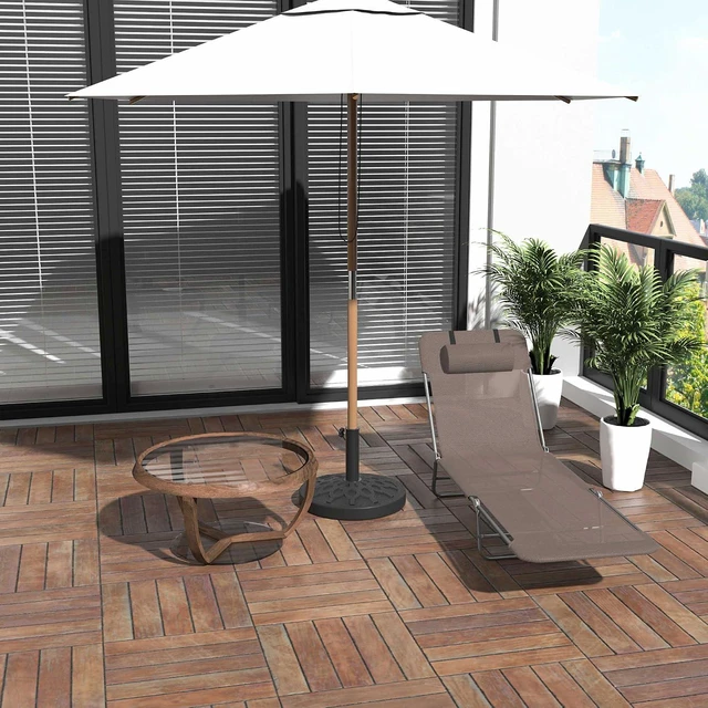 Alt view image 2 of 7 - Folding Chaise Lounge Chair, Reclining Back, Brown | Sun Tanning Chair for Outside, Breathable Mesh Seat, Headrest, Pool, Beach, Yard, Patio