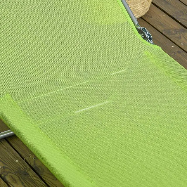 Alt view image 7 of 7 - 2 Piece Folding Chaise Lounge Chairs, Reclining Back, Green | Sun Tanning Chairs for Outside, Breathable Mesh Seat, Headrest, Pool, Beach, Yard, Patio