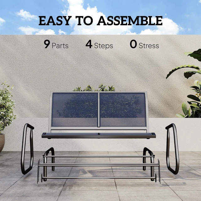 Alt view image 5 of 7 - 2-Person Outdoor Glider Bench with Steel Frame, Dark Blue | Double Swing Rocking Chair, Loveseat, for Outside Patio, Backyard, Garden, Porch, Powder Coated