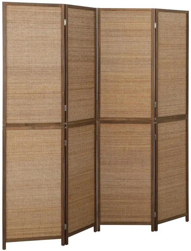 Main image of Room Divider, 6 FT Tall Folding Privacy Screen, 4-Panel Boho Brown | Hand-Woven Bamboo Wall Partition, Portable Freestanding Wall Divider, Room Separation, Bedroom, Home Office