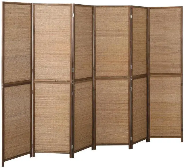 Main image of 6 FT Room Divider, 6 Panel Hand-Woven Bamboo Privacy Screen Brown | Hand-Woven Bamboo Wall Partition for Room Separation, Portable Boho Freestanding Wall Divider, Bedroom Home Office