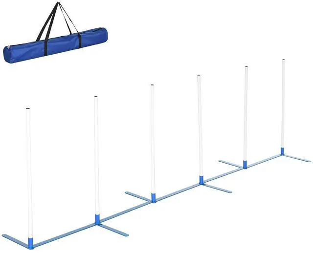 Main image of PawHut Dog Agility Training Equipment Set with Weave Poles Carry Bag White | Dog Agility Course, for Outdoor, Garden, Backyard