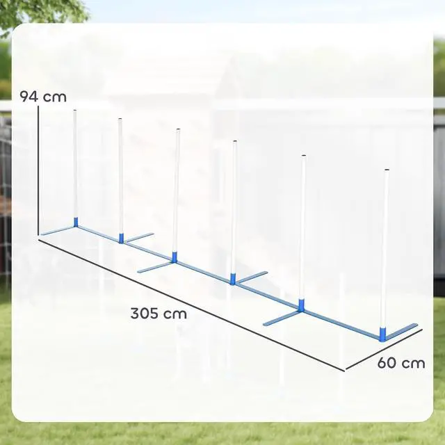 Alt view image 7 of 7 - PawHut Dog Agility Training Equipment Set with Weave Poles Carry Bag White | Dog Agility Course, for Outdoor, Garden, Backyard