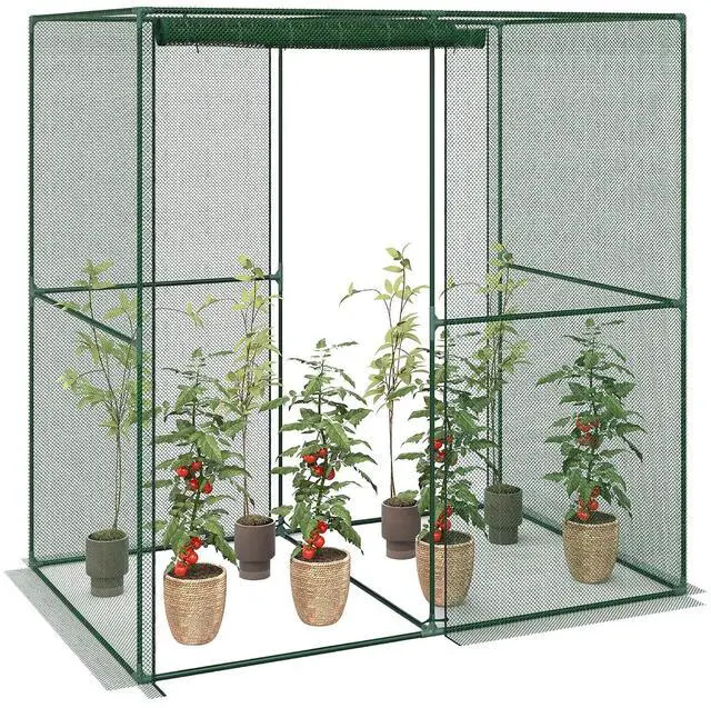 Main image of 6' x 4' x 6' Crop Cage Plant Protection Tent, Green | Zippered Doors, for Vegetable Garden Backyard Outdoor Use