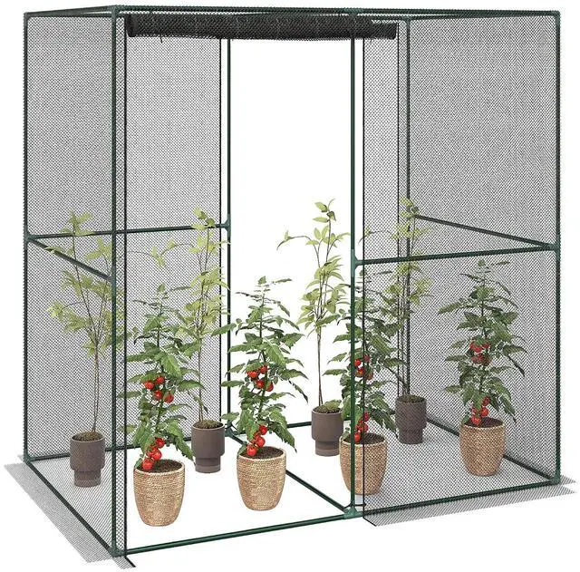 Main image of 6' x 4' x 6' Crop Cage with Zippered Doors Vegetable Garden, Black | Plant Protection Tent, Backyard