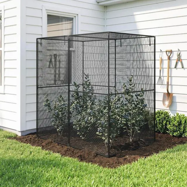 Alt view image 6 of 7 - 6' x 4' x 6' Crop Cage with Zippered Doors Vegetable Garden, Black | Plant Protection Tent, Backyard