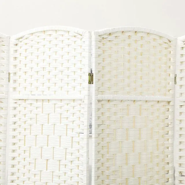 Alt view image 6 of 7 - Room Divider Freestanding 6 Ft 6 Panel Folding Privacy Screen White | Folding PP Wall Partition, Pine Wood Frame, Freestanding Room Separator, Bedroom Home Office, No Assembly