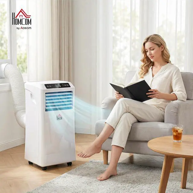 Alt view image 2 of 7 - 10000 BTU Portable Air Conditioner 4-in-1 for 441 Sq. Ft. White | 4-in-1 AC Unit, Cooling Fan, Dehumidifier, Sleep Mode, Remote Control, 24H Timer, Window Installation Kit