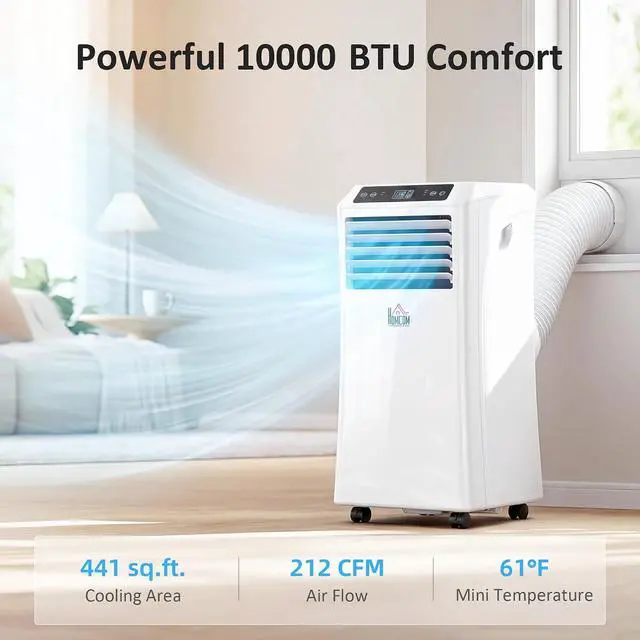 Alt view image 3 of 7 - 10000 BTU Portable Air Conditioner 4-in-1 for 441 Sq. Ft. White | 4-in-1 AC Unit, Cooling Fan, Dehumidifier, Sleep Mode, Remote Control, 24H Timer, Window Installation Kit