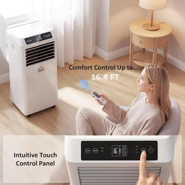 Alt view image 5 of 7 - 10000 BTU Portable Air Conditioner 4-in-1 for 441 Sq. Ft. White | 4-in-1 AC Unit, Cooling Fan, Dehumidifier, Sleep Mode, Remote Control, 24H Timer, Window Installation Kit