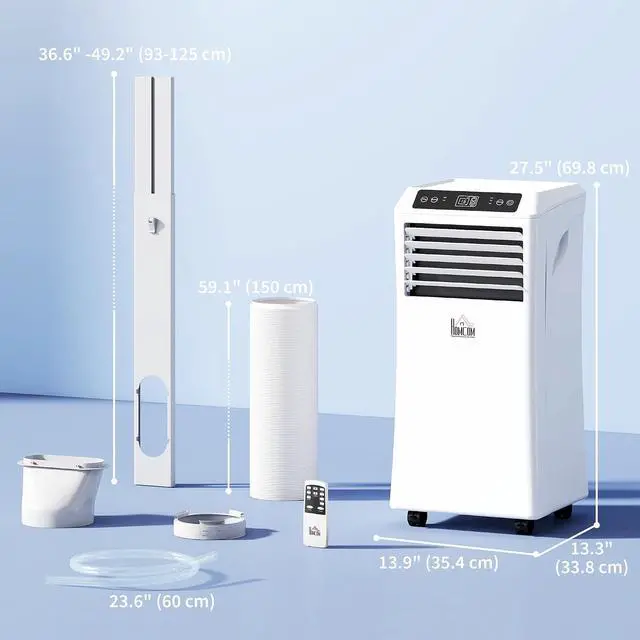 Alt view image 7 of 7 - 8000 BTU Portable Air Conditioner for Rooms Up to 344 Sq. Ft. White | 4-in-1 AC Unit, Cooling Fan, Dehumidifier, Sleep Mode, Remote Control, 24H Timer, Window Installation Kit