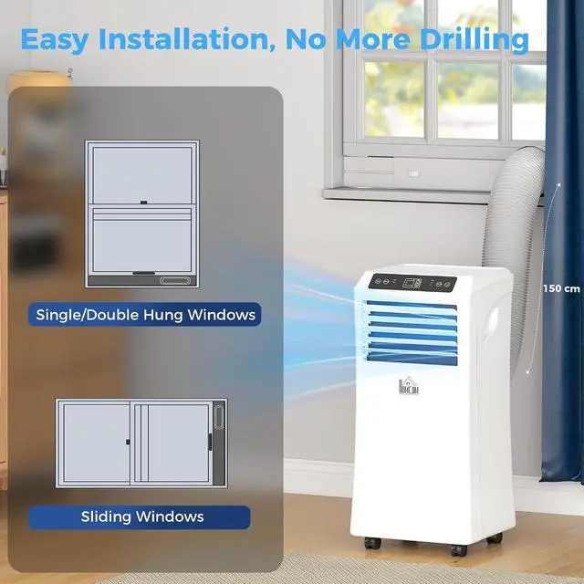 Alt view image 6 of 7 - 8000 BTU Portable Air Conditioner for Rooms Up to 344 Sq. Ft. White | 4-in-1 AC Unit, Cooling Fan, Dehumidifier, Sleep Mode, Remote Control, 24H Timer, Window Installation Kit