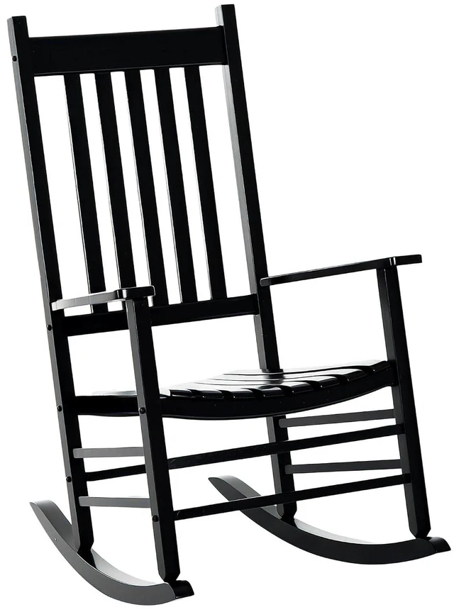 Main image of Outdoor Rocking Chair High Density Wooden Rockers Black | Patio Rocking Chair, Smooth Curves, for Lawn Garden Porch, Supports Up to 350lbs