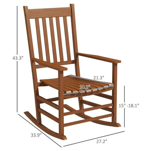 Alt view image 3 of 7 - Outdoor Rocking Chair Set of 2 High Density Wooden Rocker Teak | Patio Rocking Chair, Smooth Curves, for Lawn Garden Porch, Supports Up to 350lbs