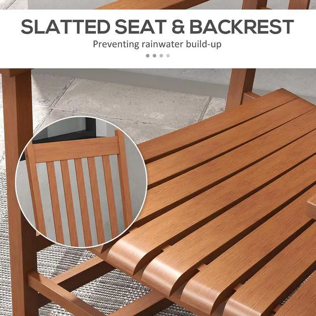 Alt view image 6 of 7 - Outdoor Rocking Chair Set of 2 High Density Wooden Rocker Teak | Patio Rocking Chair, Smooth Curves, for Lawn Garden Porch, Supports Up to 350lbs