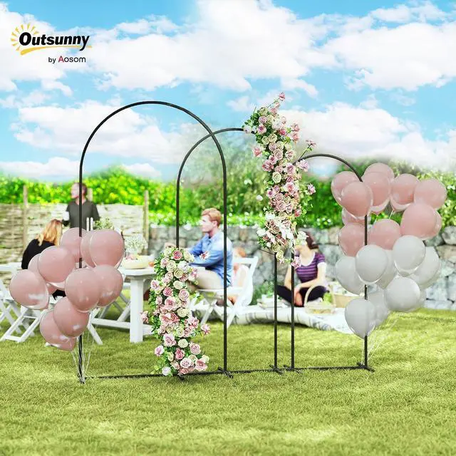Alt view image 2 of 7 - Set of 3 Metal Arch Backdrop Stand, 7/6.5/6 ft Wedding Arch, Black | Wedding Arch Frame, Balloon Backdrop Stand Set, Birthday Party, Bridal Shower, Graduation, Ceremony, Banquet Decorations