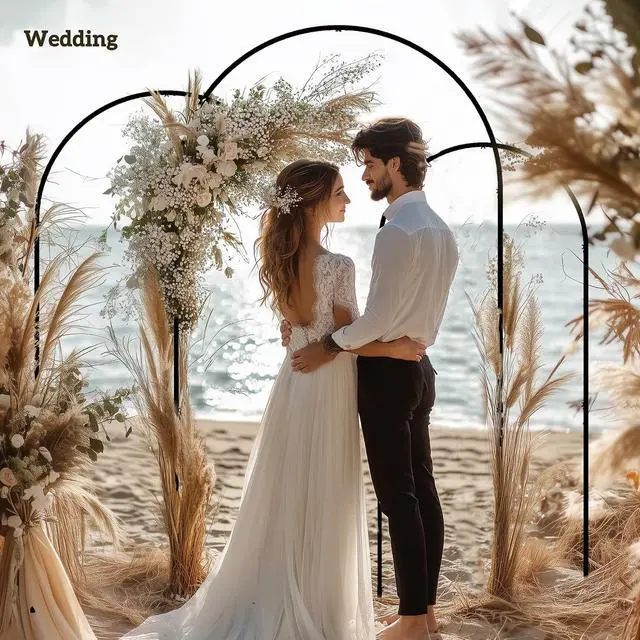 Alt view image 5 of 7 - Set of 3 Metal Arch Backdrop Stand, 7/6.5/6 ft Wedding Arch, Black | Wedding Arch Frame, Balloon Backdrop Stand Set, Birthday Party, Bridal Shower, Graduation, Ceremony, Banquet Decorations