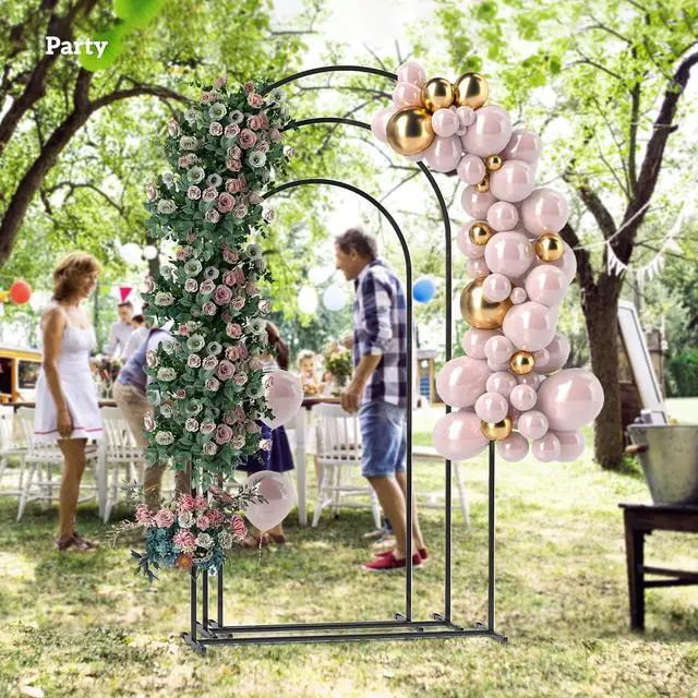 Alt view image 6 of 7 - Set of 3 Metal Arch Backdrop Stand, 7/6.5/6 ft Wedding Arch, Black | Wedding Arch Frame, Balloon Backdrop Stand Set, Birthday Party, Bridal Shower, Graduation, Ceremony, Banquet Decorations