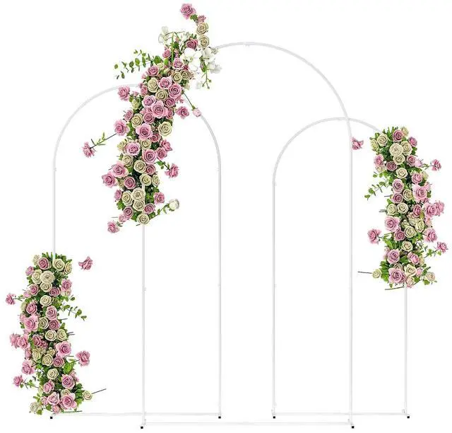 Main image of Set of 3 Metal Arch Backdrop Stand, 7/6.5/6 ft Wedding Arch, White | Wedding Arch Frame, Balloon Backdrop Stand Set, Birthday Party, Bridal Shower, Graduation, Ceremony, Banquet Decorations