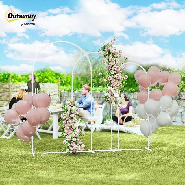 Alt view image 2 of 7 - Set of 3 Metal Arch Backdrop Stand, 7/6.5/6 ft Wedding Arch, White | Wedding Arch Frame, Balloon Backdrop Stand Set, Birthday Party, Bridal Shower, Graduation, Ceremony, Banquet Decorations