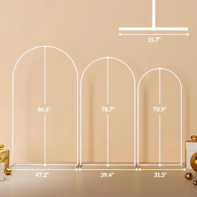 Alt view image 7 of 7 - Set of 3 Metal Arch Backdrop Stand, 7/6.5/6 ft Wedding Arch, White | Wedding Arch Frame, Balloon Backdrop Stand Set, Birthday Party, Bridal Shower, Graduation, Ceremony, Banquet Decorations