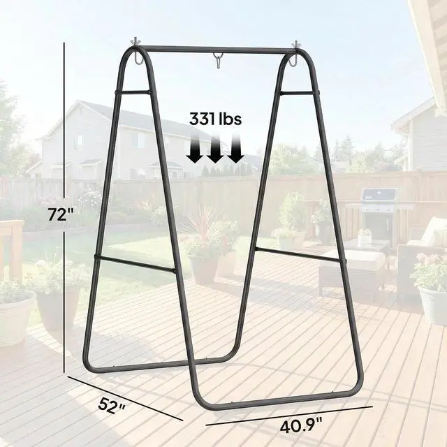 Alt view image 7 of 7 - Hammock Chair Stand Only Heavy Duty A-Frame for Hammock Black | Hanging Chair Stand, Solid Steel Construction, Max Load 330 LBS, Air Porch Swing, Indoor Outdoor