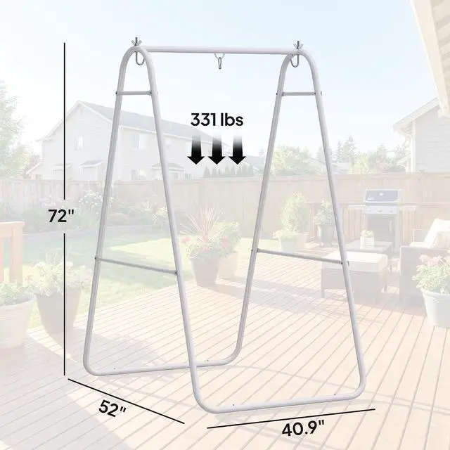 Alt view image 7 of 7 - Hammock Chair Stand Only Heavy Duty A-Frame for Hammock White | Hanging Chair Stand, Solid Steel Construction, Max Load 330 LBS, Air Porch Swing, Indoor Outdoor