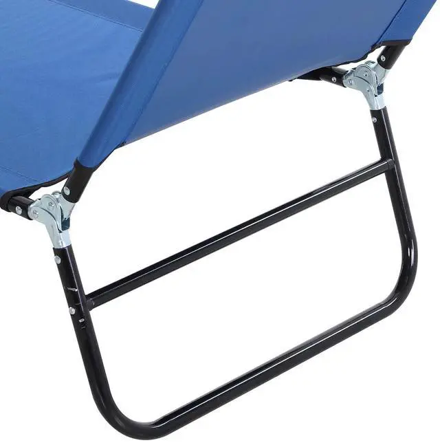 Alt view image 7 of 7 - Folding Chaise Lounge Chair with 5-Level Back, Blue | Pool Sun Tanning Chairs, Breathable Mesh Seat, Headrest, for Pool, Beach, Yard, Patio, Outside