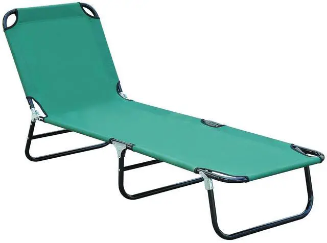 Main image of Folding Chaise Lounge Chair with 5-Level Back, Green | Pool Sun Tanning Chairs, Breathable Mesh Seat, Headrest, for Pool, Beach, Yard, Patio, Outside