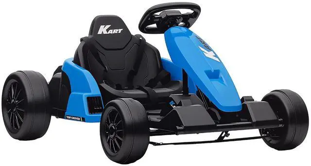 Main image of Qaba Electric Go Kart 24V 9Ah Big Battery Kids Drift Kart Ages 6-12 Blue | Dual 150W Motors, Adjustable Seat, 11.2MPH High Speed, Slow Start, 5-Point Harness