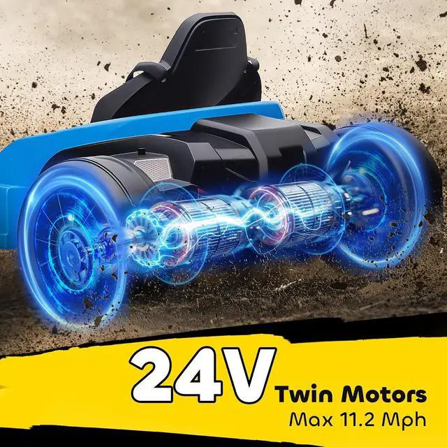 Alt view image 3 of 7 - Qaba Electric Go Kart 24V 9Ah Big Battery Kids Drift Kart Ages 6-12 Blue | Dual 150W Motors, Adjustable Seat, 11.2MPH High Speed, Slow Start, 5-Point Harness