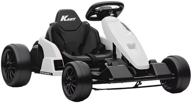 Main image of Qaba Electric Go Kart 24V 9Ah Big Battery Kids Drift Kart Ages 6-12 White | Dual 150W Motors, Adjustable Seat, 11.2MPH High Speed, Slow Start, 5-Point Safety Belt