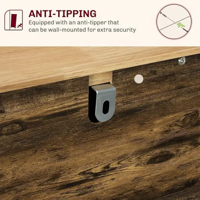 Alt view image 7 of 7 - Sideboard Buffet Cabinet Solid Wood Countertop Rustic Brown | Modern Kitchen Storage, Coffee Bar Cabinet, 3 Drawers, Doors, Adjustable Shelf