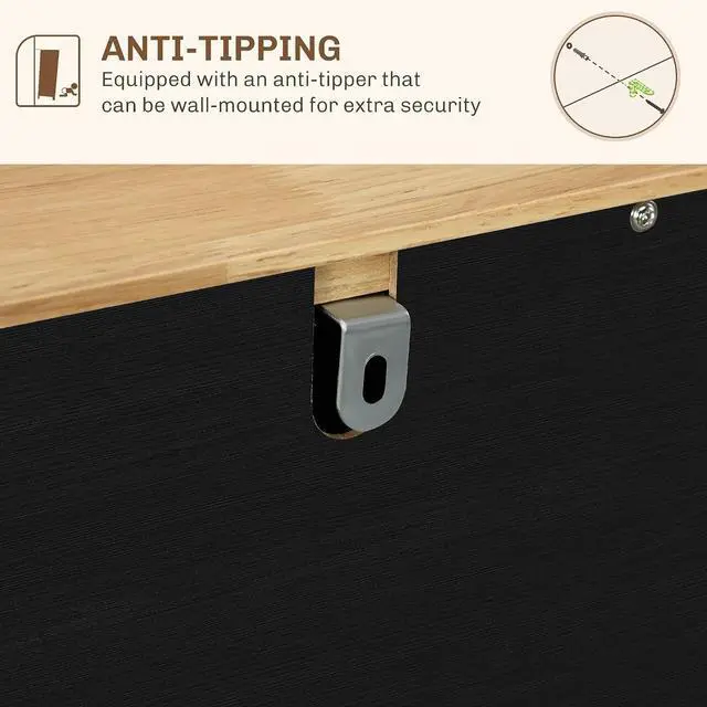 Alt view image 7 of 7 - Sideboard Buffet Cabinet Solid Wood Countertop Modern Black | Modern Kitchen Storage, Coffee Bar Cabinet, 3 Drawers, Doors, Adjustable Shelf