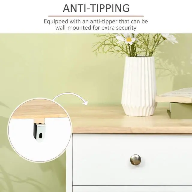 Alt view image 7 of 7 - Sideboard Buffet Cabinet Solid Wood Countertop White | Modern Kitchen Storage, Coffee Bar Cabinet, 3 Drawers, Doors, Adjustable Shelf